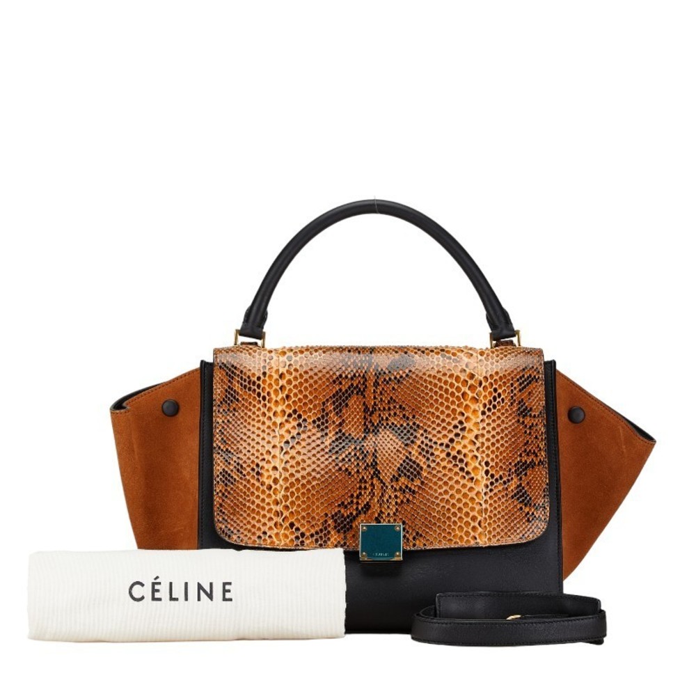 Celine Python Black Bag 2way Trapeze Shoulder - image 2